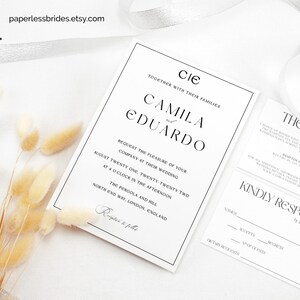 Minimalist wedding invitation template, printable wedding invitation, wedding invitation, editable wedding template, instant download