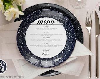 Round Wedding Menu Template: Elegant Minimalist Design (Digital Download)
