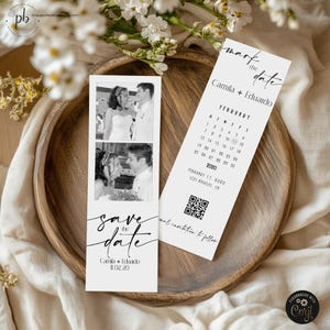 Photo Strip Save the Date, Photo Save the Date Card, Photo Booth Save the Date, Minimalist Save the Date Template, Editable Template