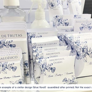 Modelo de embalagem de artigos de higiene pessoal para cesta de banheiro de casamento, cesta de banheiro de casamento, cesta de amenidades de chinoiserie, bandeja de artigos de higiene pessoal, personalizado