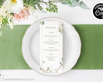 Florale Hochzeitsmenü Vorlage: Elegantes Sakura Design (Digitaler Download)