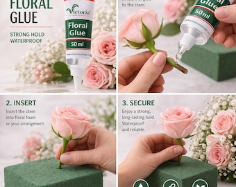 Floral Glue Clear 50ml, Waterproof Floral Adhesive for Fresh Flowers, Corsages, Boutonnieres, Wedding Crafts