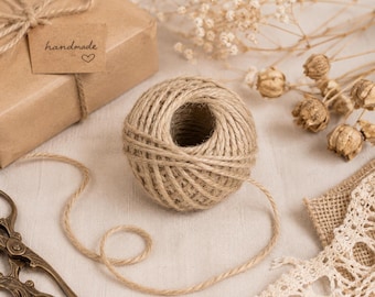 3 mm natuurlijk jutetouw 35 m, rustiek jutetouw voor knutselen, cadeauverpakking, macramé, tuinieren, doe-het-zelfdecoratie, jutekoord