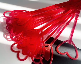 20PCS Red Floral Pick Card Holder Plastic Straight Head Flower Pick Card Holder for Floral Arrangement Bouquet Wedding Decoration,  34cm