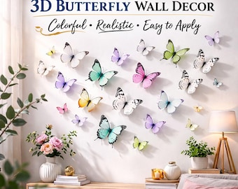 3D Butterfly Wall Decor Set 32pcs | Colorful Butterfly Decorations for Bedroom, Nursery, Living Room Wall Art