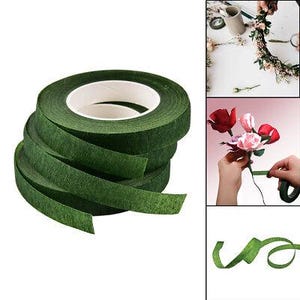 Nastro di carta floreale autoadesivo da 12 mm e 25 iarde, nastro per bouquet floreale, nastro per fiori artificiali, nastri verdi per fioristi, bouquet di fiori