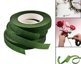 12mm 25Yards Self Adhesive Floral Paper Tape Bouquet Floral Stem Tape Artificial Flower Stamen Wrapping Florist Green Tapes Flower Bouquets