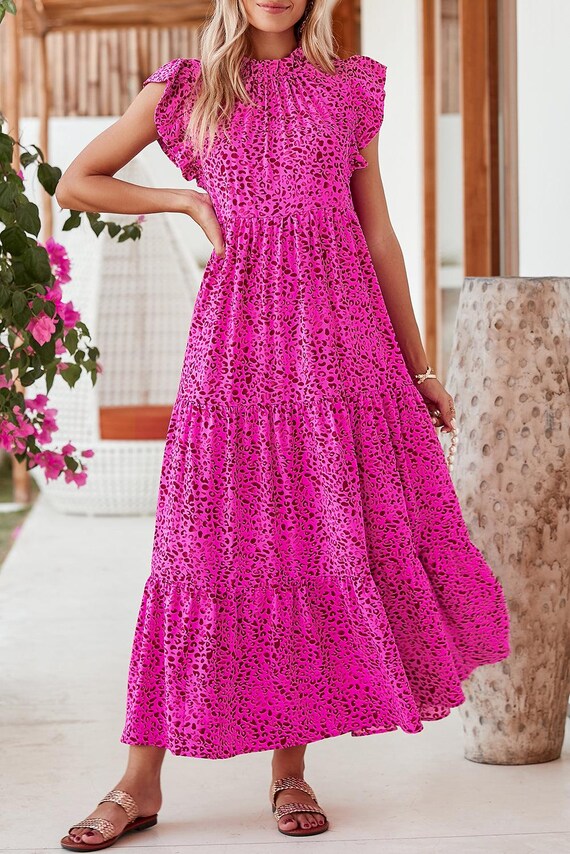 Red leopard maxi dress new arrivals