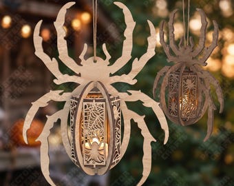 Halloween Spindellykta SVG Laserskuren Hängande Värmeljushållare