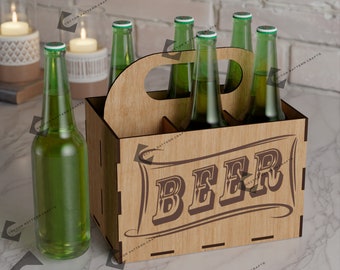 6 Pack Beer Caddy Laser Cut SVG Bottle Carrier Holder