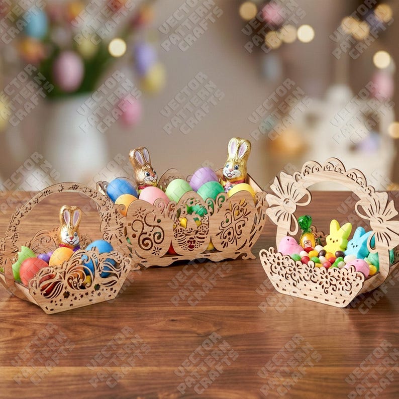 Easter Egg Basket 3 Bundle Laser Cut Svg File Glowforge Decorative ...