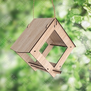 Wooden bird feeder nest laser cut svg file Glowforge birdhouse svg cricut Birdhouse dxf cnc vector pattern Bird feeder laser file
