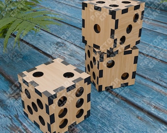Wooden playing dice laser cut svg file Glowforge dice game svg cricut Dice dxf cnc vector pattern Dice laser file