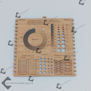 Modello SVG di test dello strumento kerf tagliato al laser Glowforge spessore del materiale SVG Cricut Test di incisione modello vettoriale cnc dxf