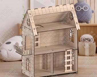 3Dドールハウスキット SVG レーザーカット木製子供用おもちゃの家