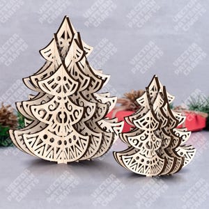 Christmas tree decoration laser cut svg file Glowforge wooden 3D Christmas Tree svg cricut Christmas ornaments tree dxf  Christmas laser cut