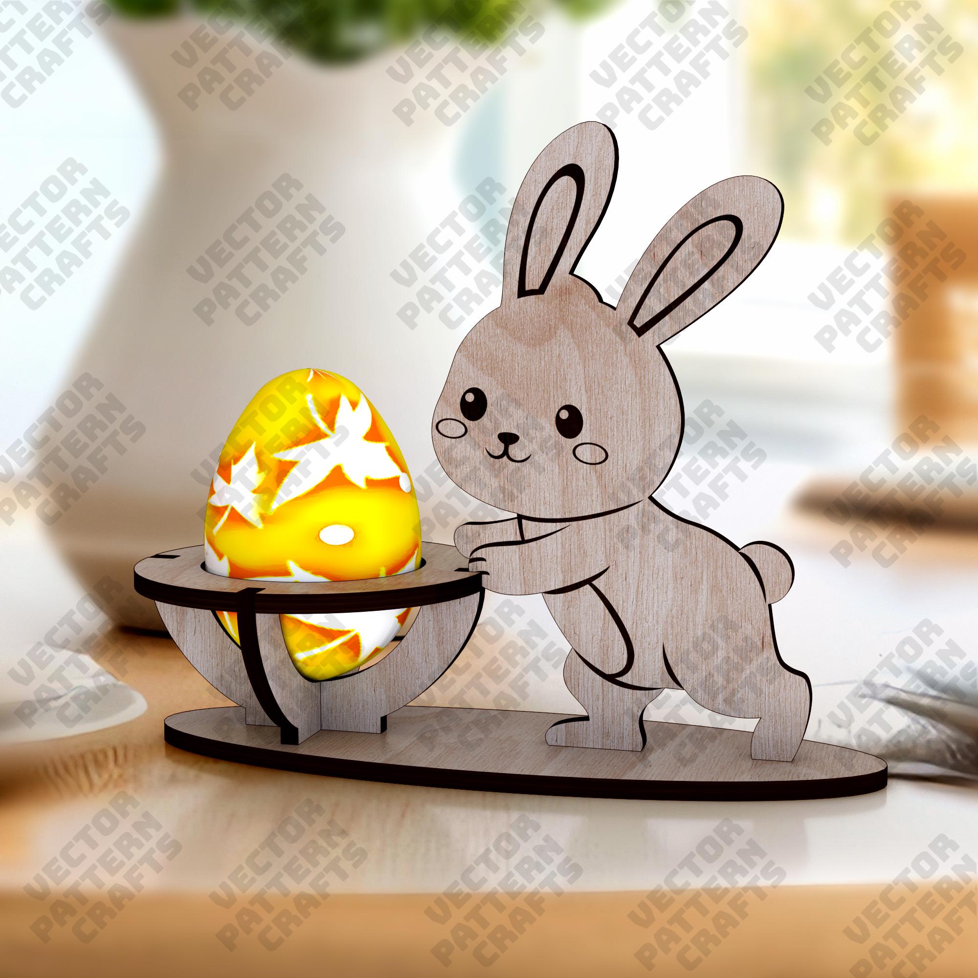 Laser Cut Easter Bunny Egg Holder Svg Cutting File Glowforge Easter Egg ...
