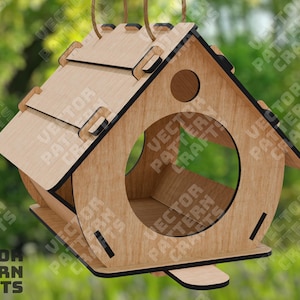 File in formato SVG taglio laser Birdhouse in legno Glowforge nido di uccello SVG Cricut Birdhouse dxf cnc modello vettoriale File laser mangiatoia per uccelli