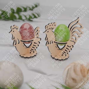 Ostern Huhn Ei Halter Laser geschnitten svg Datei Glowforge Holz Osterei Halter Veranstalter svg Huhn Osterei Halter Dxf Vektor Vorlage