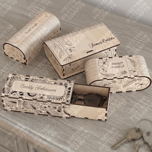 4 Wooden glasses case box laser cut svg file Glowforge glasses case holder svg template Glasses holder dxf vector Glasses case laser file