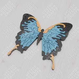 Holz Schmetterling Puzzle Laserschnitt svg datei Glowforge pädagogisch Schmetterling Puzzle svg Vorlage 3D Schmetterling Puzzle Dxf Cnc Vektormuster