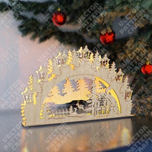 Modello di decorazione da tavolo di Babbo Natale tagliato al laser in formato svg Glowforge Decorazione da tavolo di Natale in formato svg Cricut Ornamenti natalizi in formato dxf