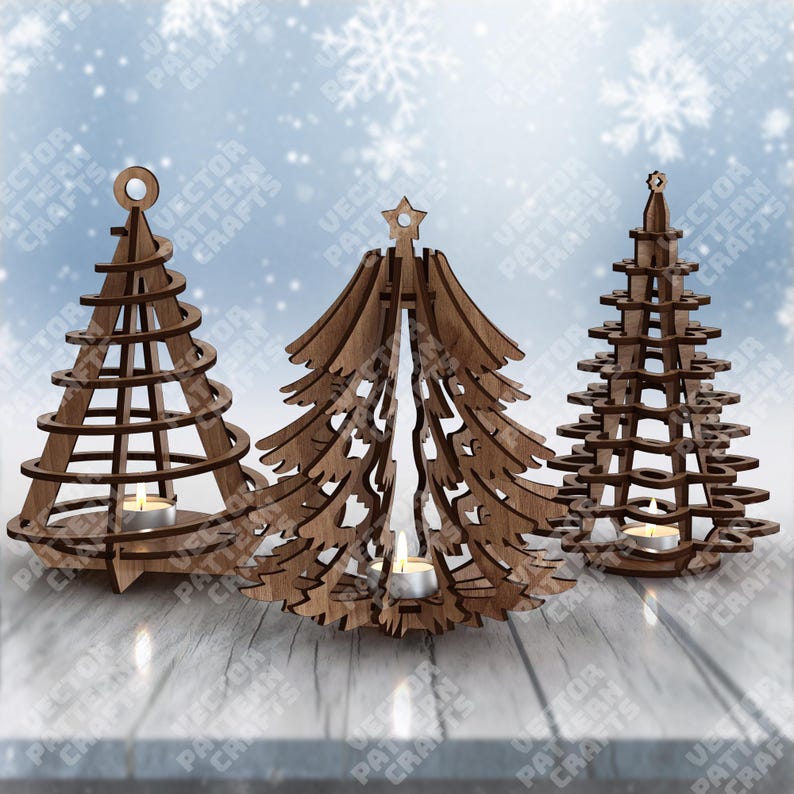 Standing Christmas Tree 9 Bundle Laser Cut Svg File Glowforge Wooden 3D ...