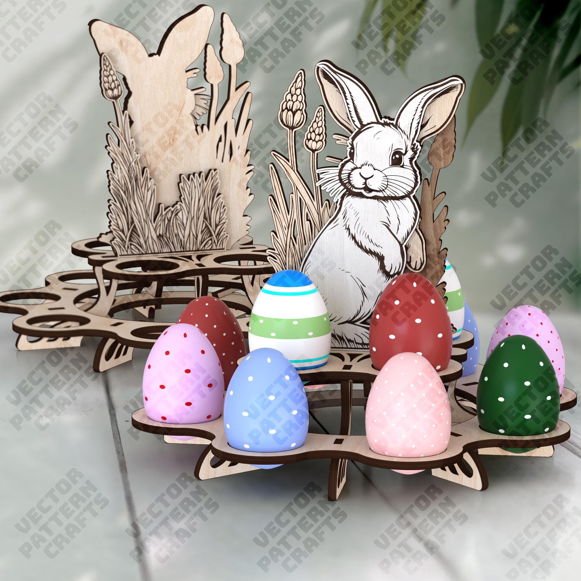 Laser Cut Easter Bunny Egg Holder Stand 3 Bundle Svg Cutting File ...