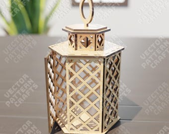 Hexagon Lantern Laser Cut SVG Tealight Candle Holder Decor