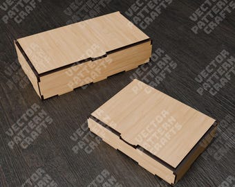 2 Gift Box SVG Laser Cut Wooden Hinged Lid Jewelry Storage