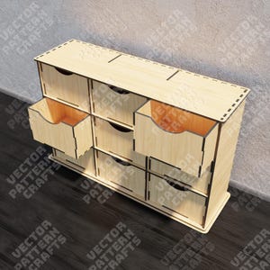 Wooden drawers organizer laser cut svg file Glowforge desktop organizer svg cricut Organizer dxf cnc vector pattern Organizer laser file