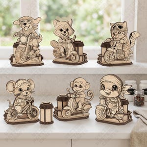 6 Animal Salt Pepper Shaker SVG Laser Cut Kitchen Figure Decor
