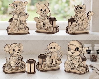 動物のソルト＆ペッパーシェーカー6個セット SVG レーザーカット キッチンフィギュア装飾