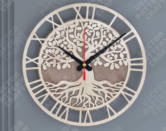 Tree of Life Wall Clock SVG Laser Cut Multilayer Timepiece Decor