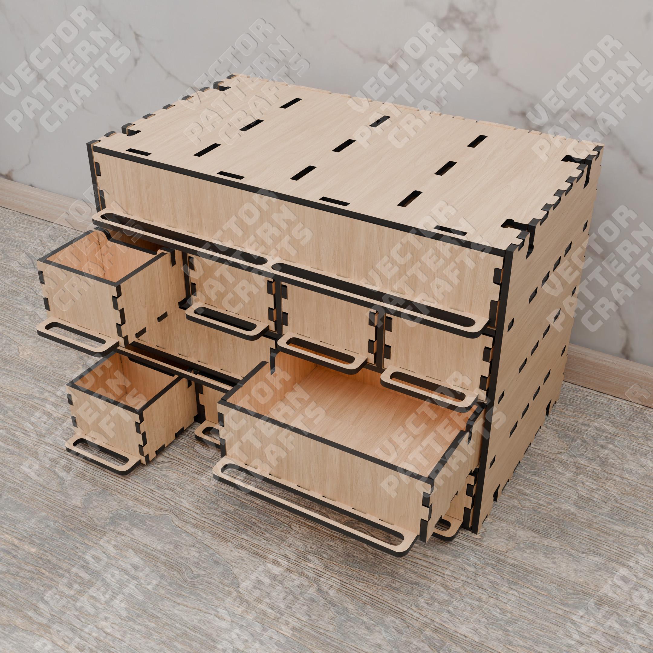 Organisator laden vak lasergesneden svg-bestand Glowforge desktop organisator svg sjabloon organisator dxf cnc vector patroon organisator laserbestand