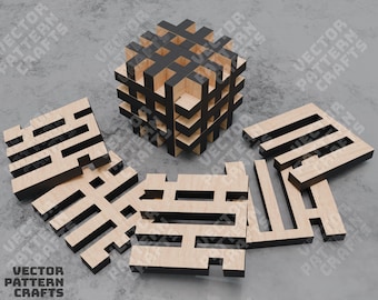 Wooden cube puzzle laser cut svg file Glowforge montessori puzzle cube svg cricut Educational puzzle dxf cnc vector pattern
