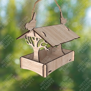 Laser cut birdhouse svg cutting file Glowforge bird nest svg cricut Birdhouse dxf cnc vector pattern Wooden Bird feeder laser file