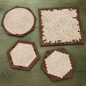 4 Montessori-pussel laserskurna SVG Glowforge pedagogiska barnleksaksdesigner