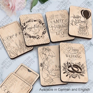 Slider money envelope 6 bundle laser cut svg file Glowforge wedding envelope money holder svg Birthday envelope gift money holder dxf cnc