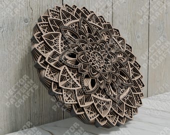 Multilayer round mandala wall art laser cut svg file Glowforge 3D multilayer wall panel svg cricut Mandala waal decor dxf cnc vector pattern