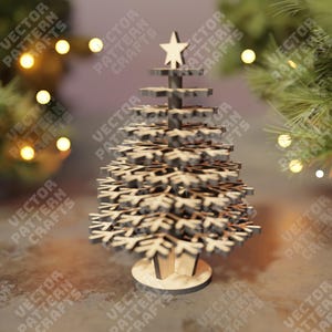 Albero di Natale decorativo file svg tagliato al laser Glowforge albero di Natale in legno svg cricut ornamenti natalizi albero dxf cnc modello vettoriale
