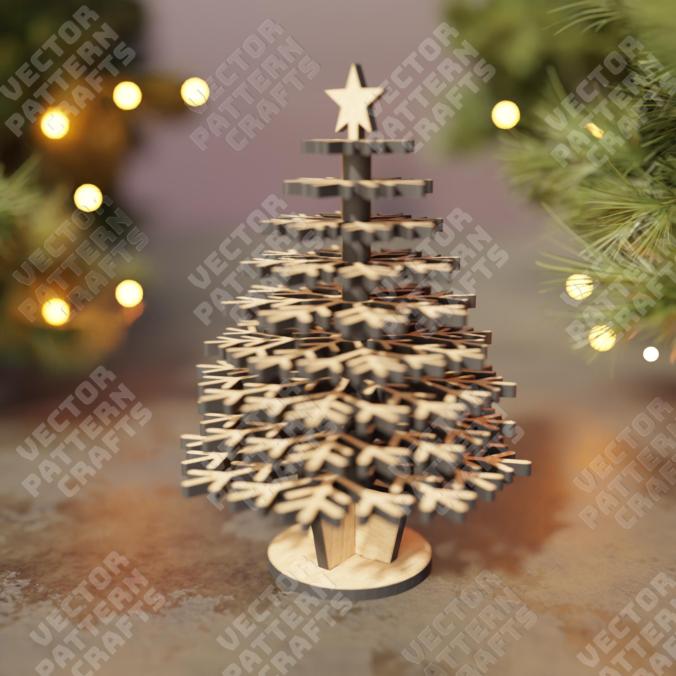 Decorative Christmas tree laser cut svg file Glowforge wooden Christmas Tree svg cricut Christmas ornaments tree dxf cnc vector pattern