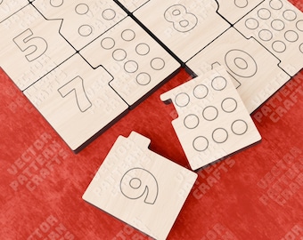 Number Puzzle SVG Laser Cut Montessori Counting Toy Wooden Kids Learning