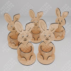 Hase Osterei Halter Laser cut svg Datei Glowforge Holz Osterei Halter Veranstalter svg Cricut Osterei Halter Dxf CNC Vektor Vorlage