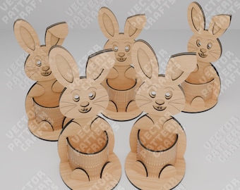 Bunny Easter egg holder laser cut svg file Glowforge wooden Easter egg holder organizer svg cricut Easter egg holder dxf cnc vector template