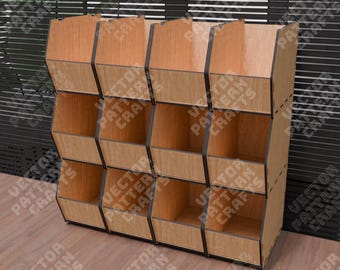 Stackable Storage Bin SVG Laser Cut Parts Organizer Rack Workshop