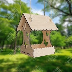 Wooden bird feeder laser cut svg file Glowforge birdhouse svg cricut Birdhouse dxf cnc vector pattern Bird feeder laser file