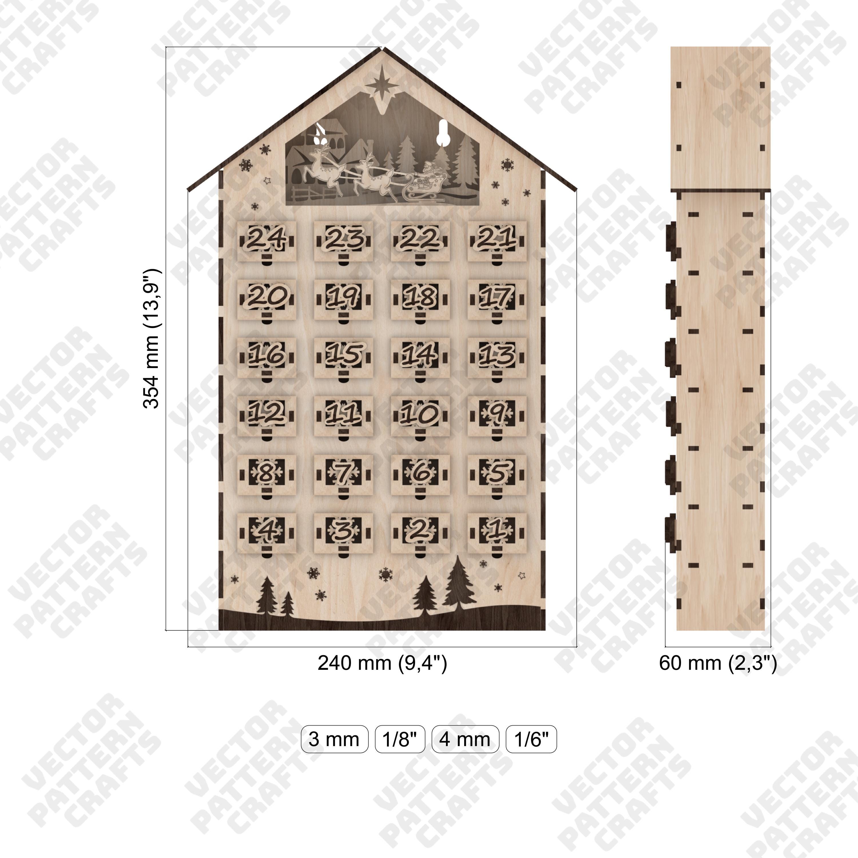 Laser Cut Christmas Advent Calendar Svg Cutting File Glowforge Advent ...