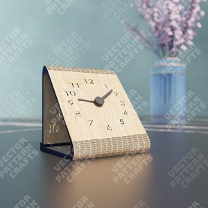 Wooden table clock laser cut file svg Glowforge decorative table clock svg cricut Wooden table clock numbers dxf cnc vector pattern