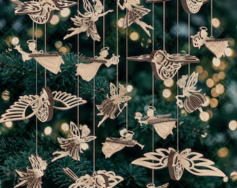 18 Christmas Angel Fairy Bird Ornaments SVG Laser Cut 3D Bauble